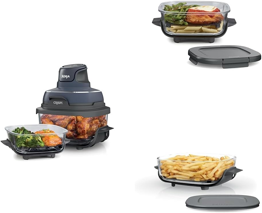 Ninja Crispi 4-in-1 Portable Glass Air Fryer Cooking System, 1500W, 4 QT And 6-Cup Containers