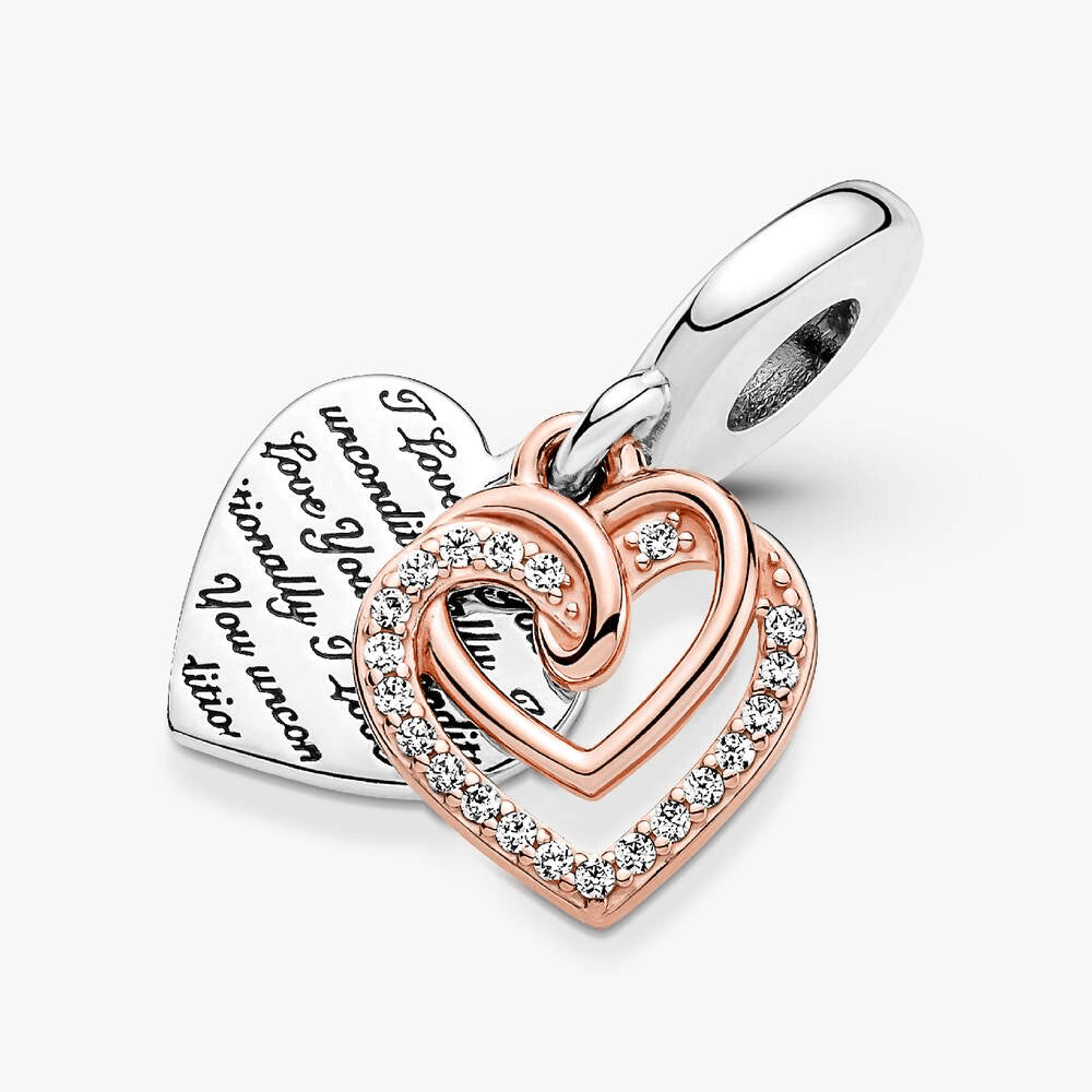 FINAL SALE - Entwined Hearts Double Dangle Charm