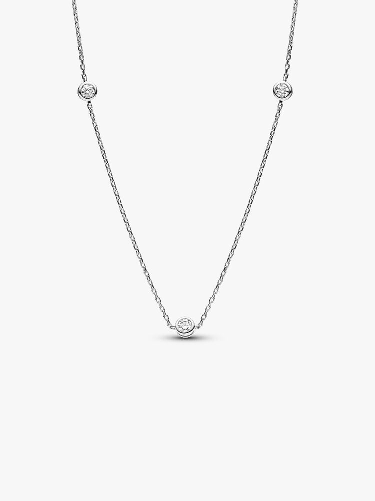 Pandora Era Bezel Sterling Silver Lab-grown Diamond Station Necklace