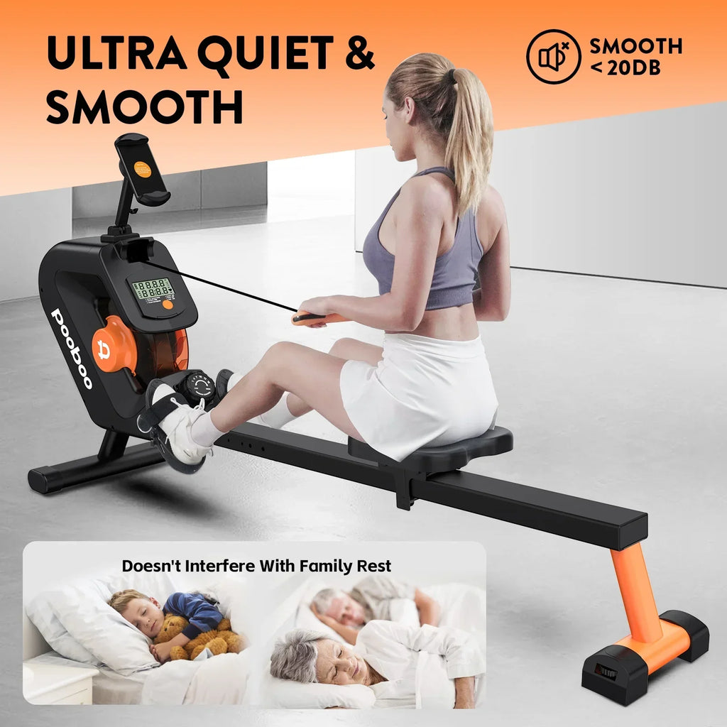Pooboo Magnetic Rowing Machine, Foldable, 8-Level Resistance, 350lb Capacity