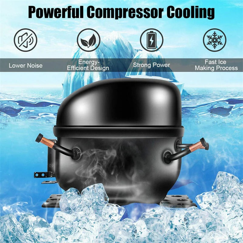 Stainless Steel Countertop Ice Maker, 48 lbs/24h, Silver, Self-Cleaning LCD Display