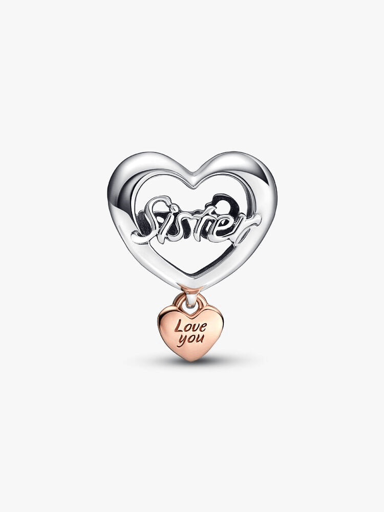 Love You Sister Heart Charm