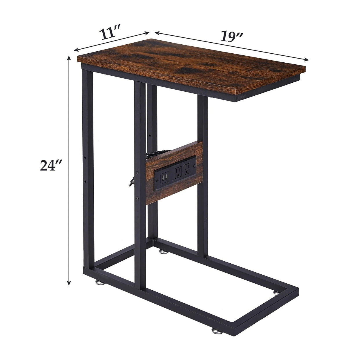 C-Shaped Sofa Side Tables, Set of 2, 11" D x 19" W x 24" H