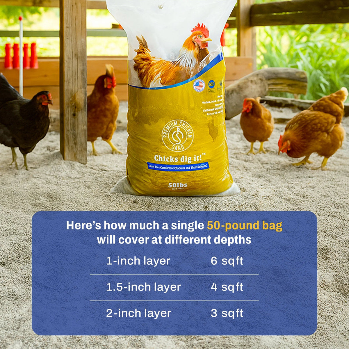 Chicken Sand Odor Eliminating Coop Bedding, 50 Lb Bag, 8 Pack