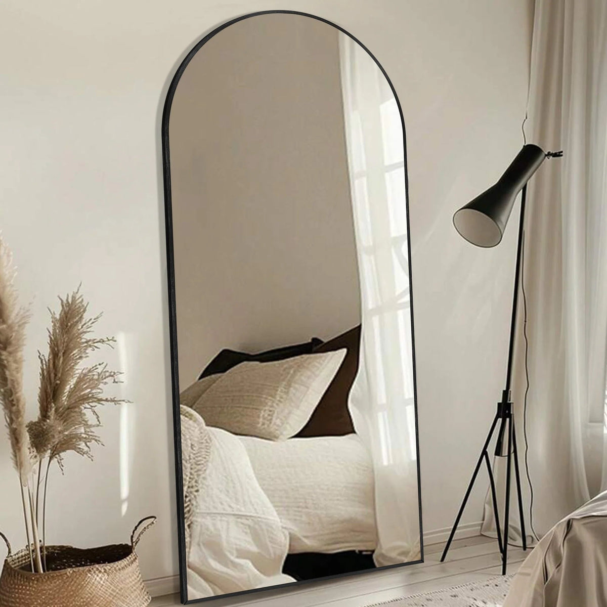 Arched Full Length Floor Mirror With Aluminum Alloy Frame - 65x22, 71x24, 71x28, 71x32