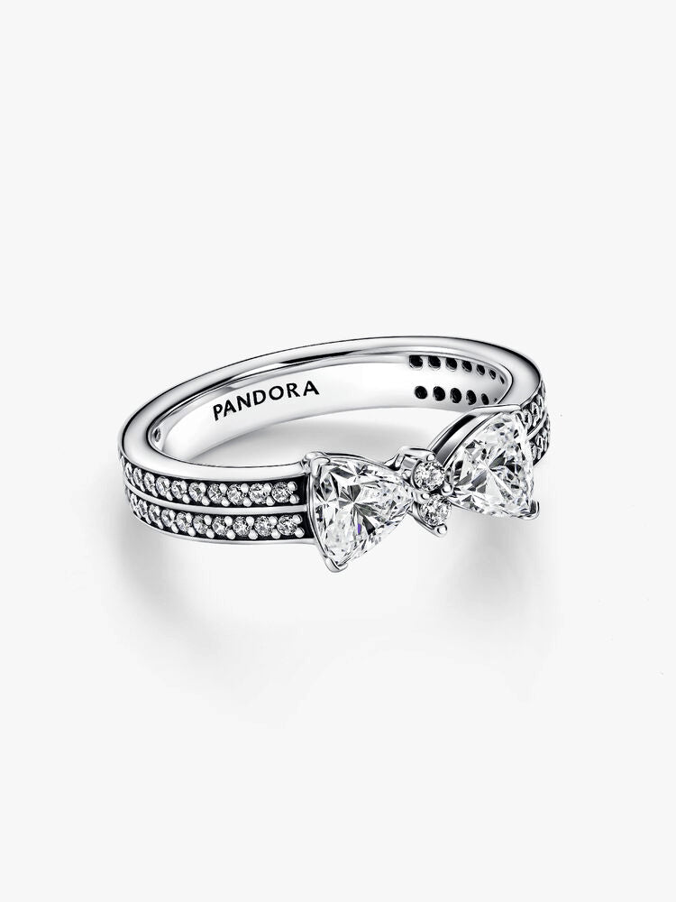 Sparkling Bow Double-row Ring