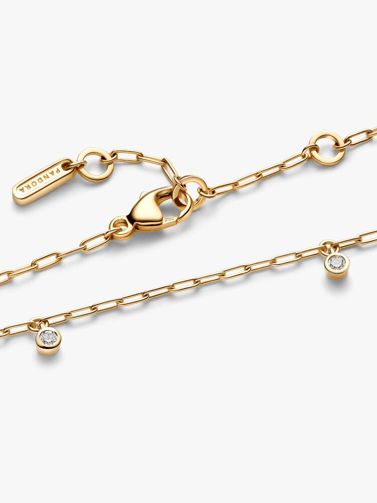 Pandora Era Bezel Lab-Grown Diamond Dangle Paperclip Chain Bracelet