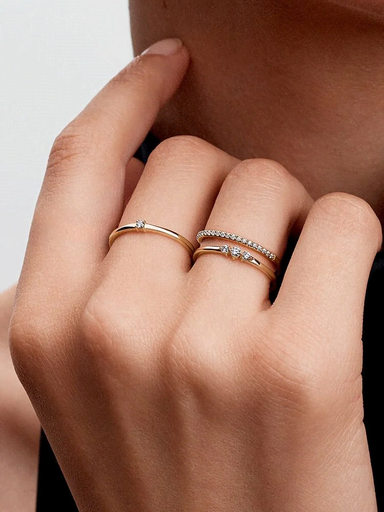 Pandora Era 14k Gold Lab-grown Diamond Triple Stone Ring