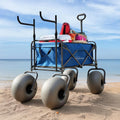 CRESTWALKER Beach Cart With 13in Balloon Wheels, Chair Racks And Pump - Beach Wagon