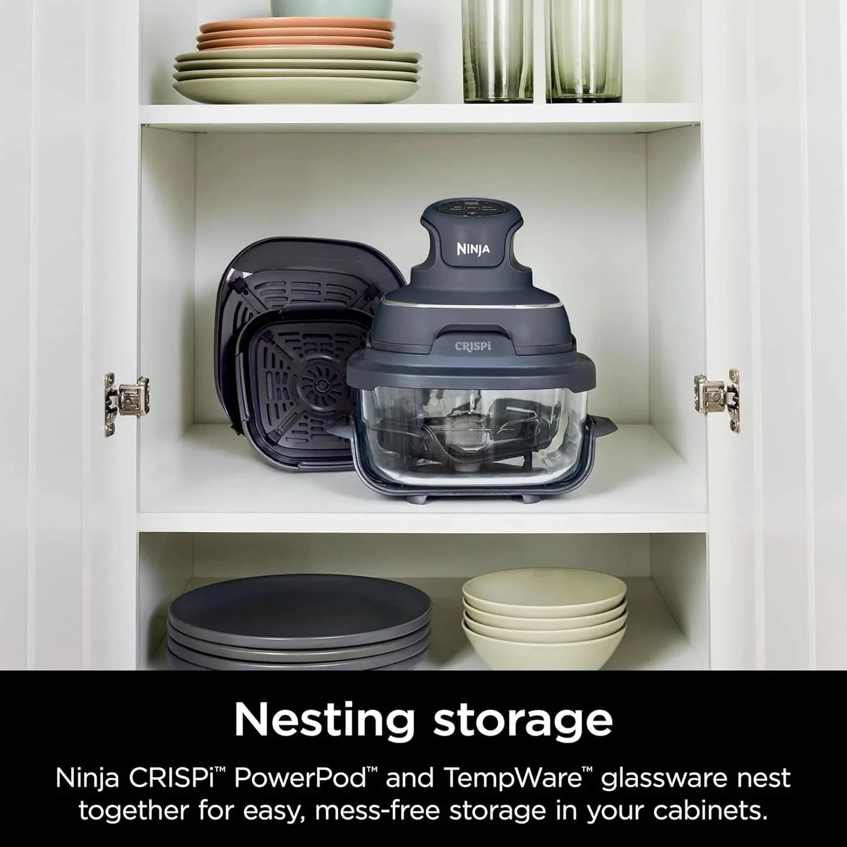 Ninja Crispi 4-in-1 Portable Glass Air Fryer Cooking System, 1500W, 4 QT And 6-Cup Containers