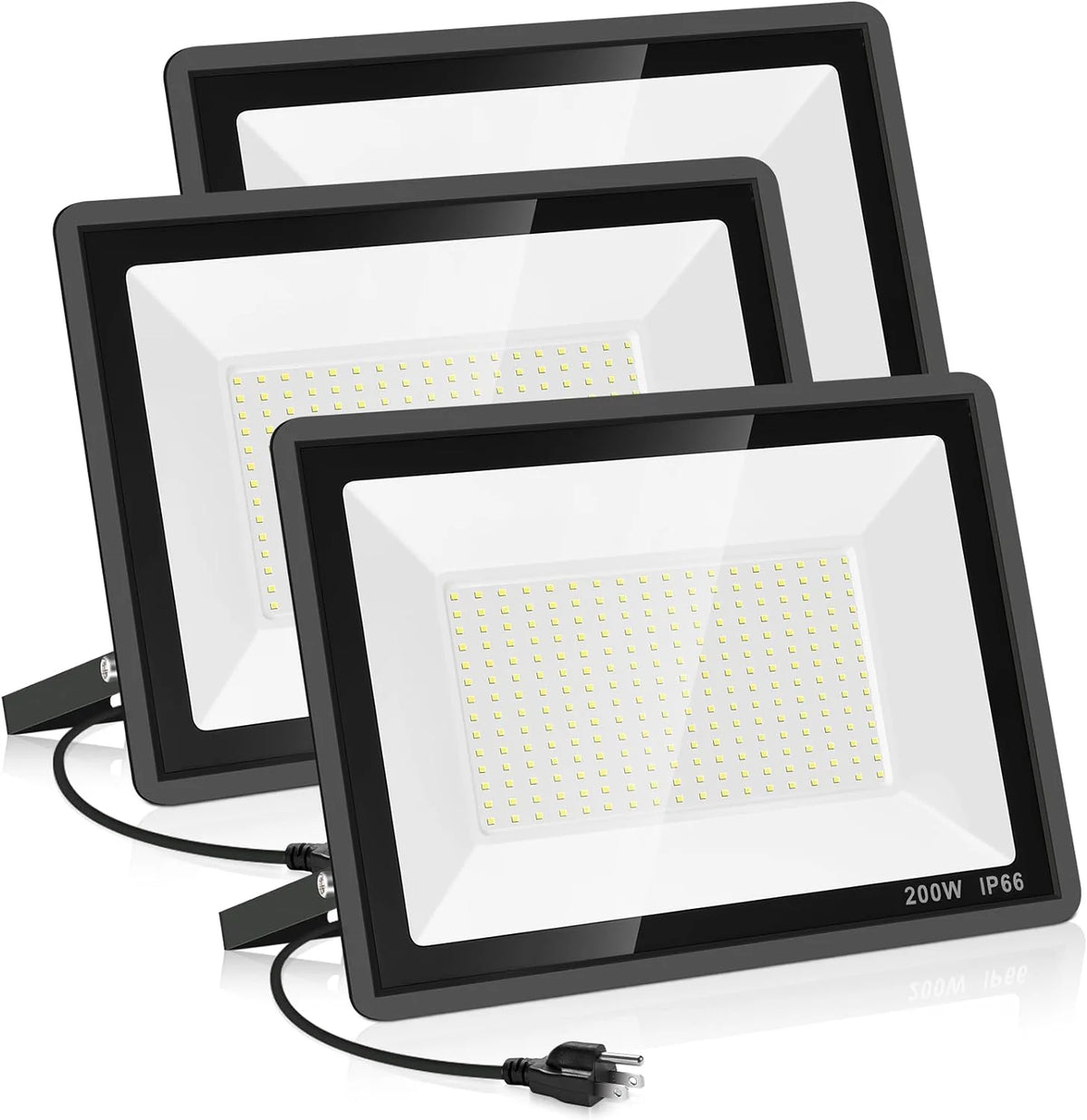 YANYCN 200W LED Flood Light 3 Pack, 22800lm 5000K Daylight White, IP66 Waterproof - 200W-TG-XPG-A