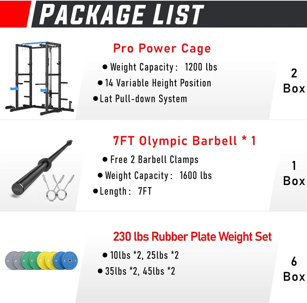 Sportsroyals Power Cage With Lat Pulldown, Black - Power Cage
