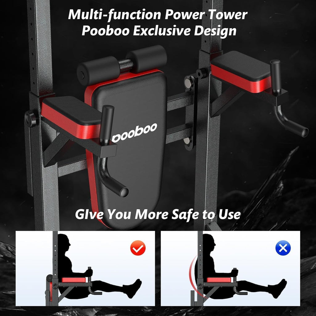 Power Tower Dip Station With Pull-Up Bar, Supine Board, Adjustable