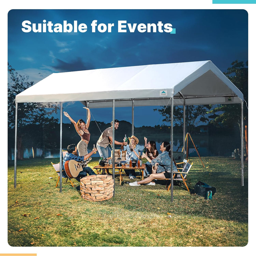 ADVANCE OUTDOOR Heavy Duty Portable Carport 10x20 ft, Beige