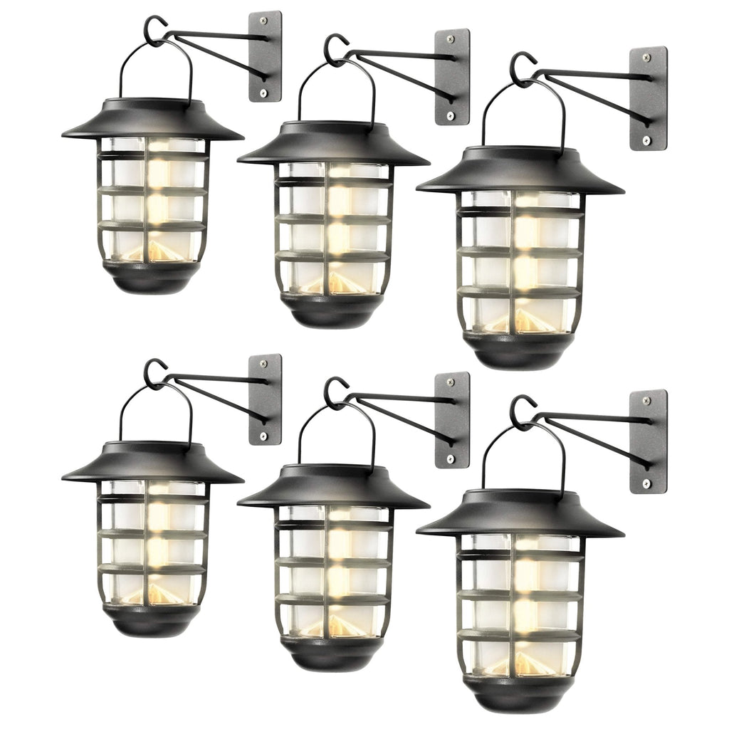 Solar Outdoor Decorative Glass Wall Lantern Light - No Wiring