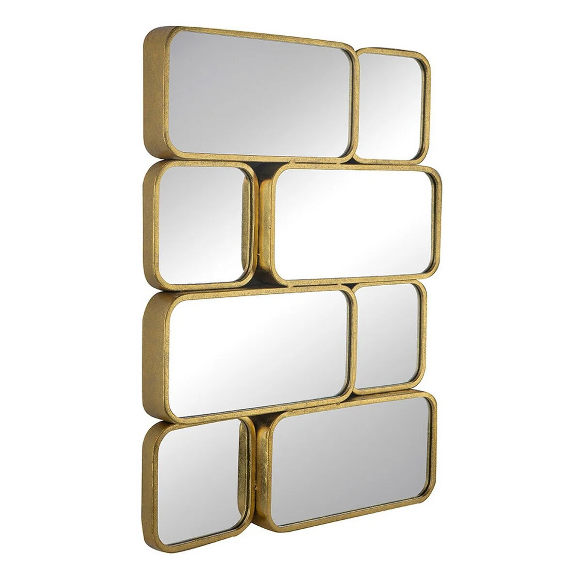 32 Inch Wall Decor Mirror With 8 Gold Finish Curved Metal Frames