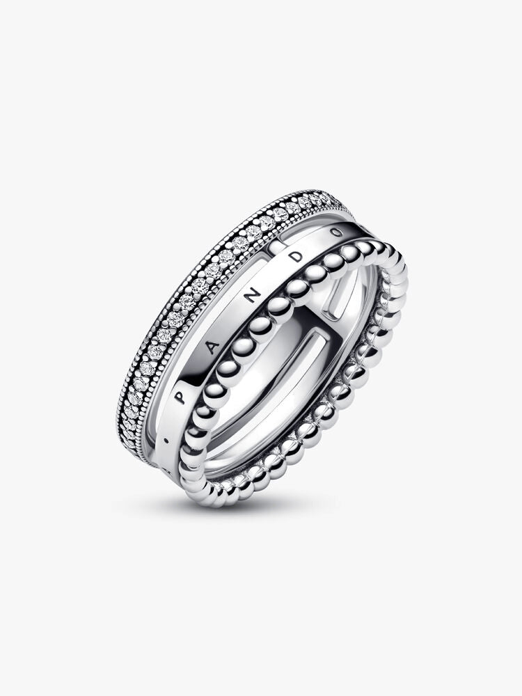 Pandora Signature Logo Pavé & Beads Ring