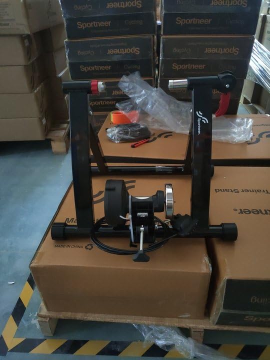 Sportneer Magnetic Bike Trainer Stand, Black, 6 Resistance Settings - 22 x 18 x 6 in
