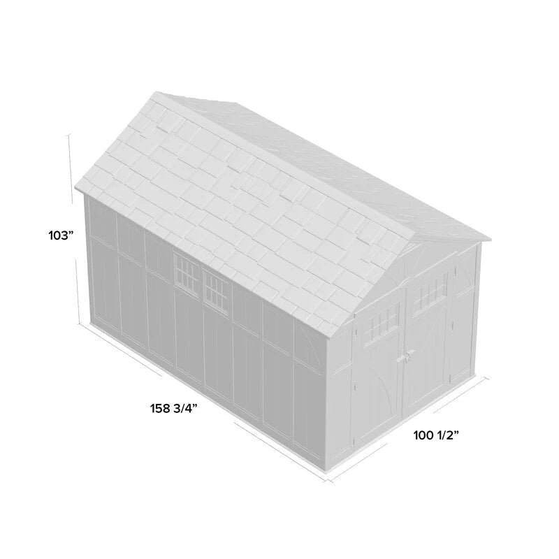 Suncast Tremont Plastic Storage Shed 8 ft W x 13 ft D, Taupe - BMS8135