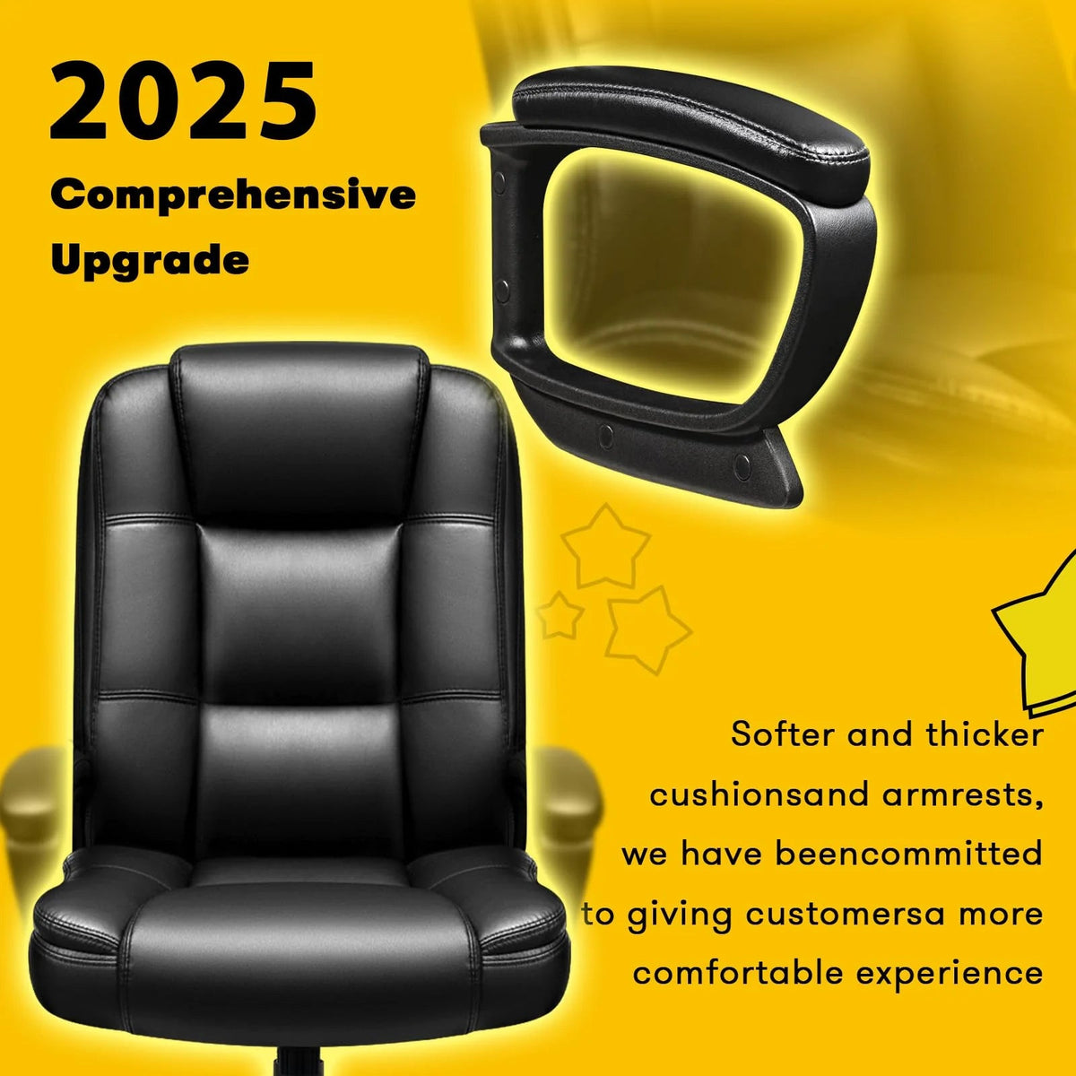 Big And Tall High-Back Leather Executive Office Chair, 400 lbs