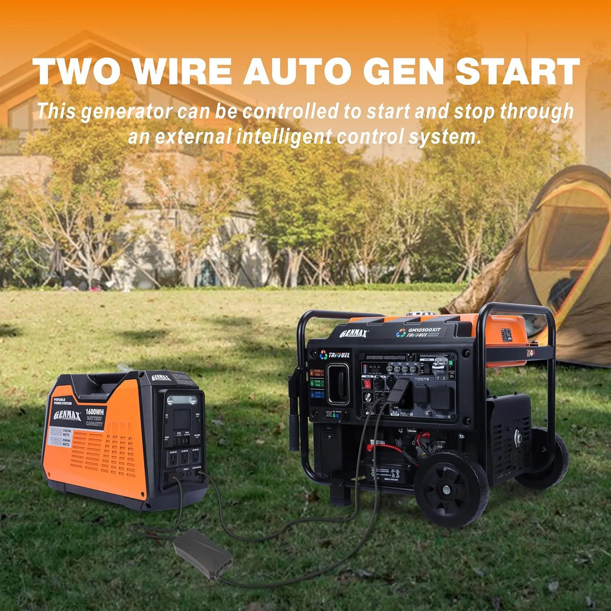 GENMAX Tri-Fuel Open Frame Inverter Generator, 10500 Peak Watt, 50A, ATS - GM10500XiT