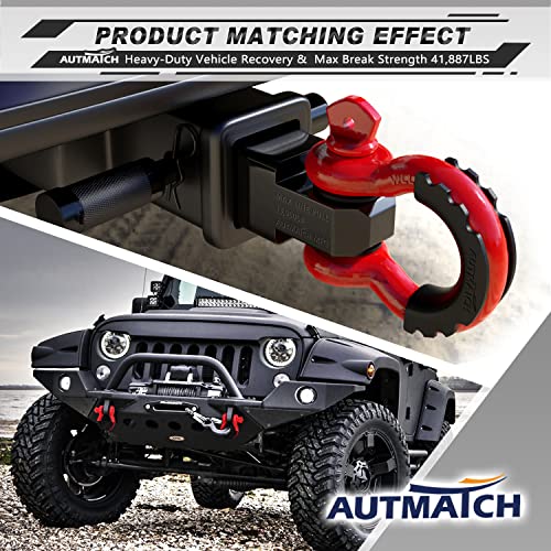 AUTMATCH 3/4 in D Ring Shackles, 2 Pack, 41,887 lbs Break Strength With 7/8 in Screw Pin