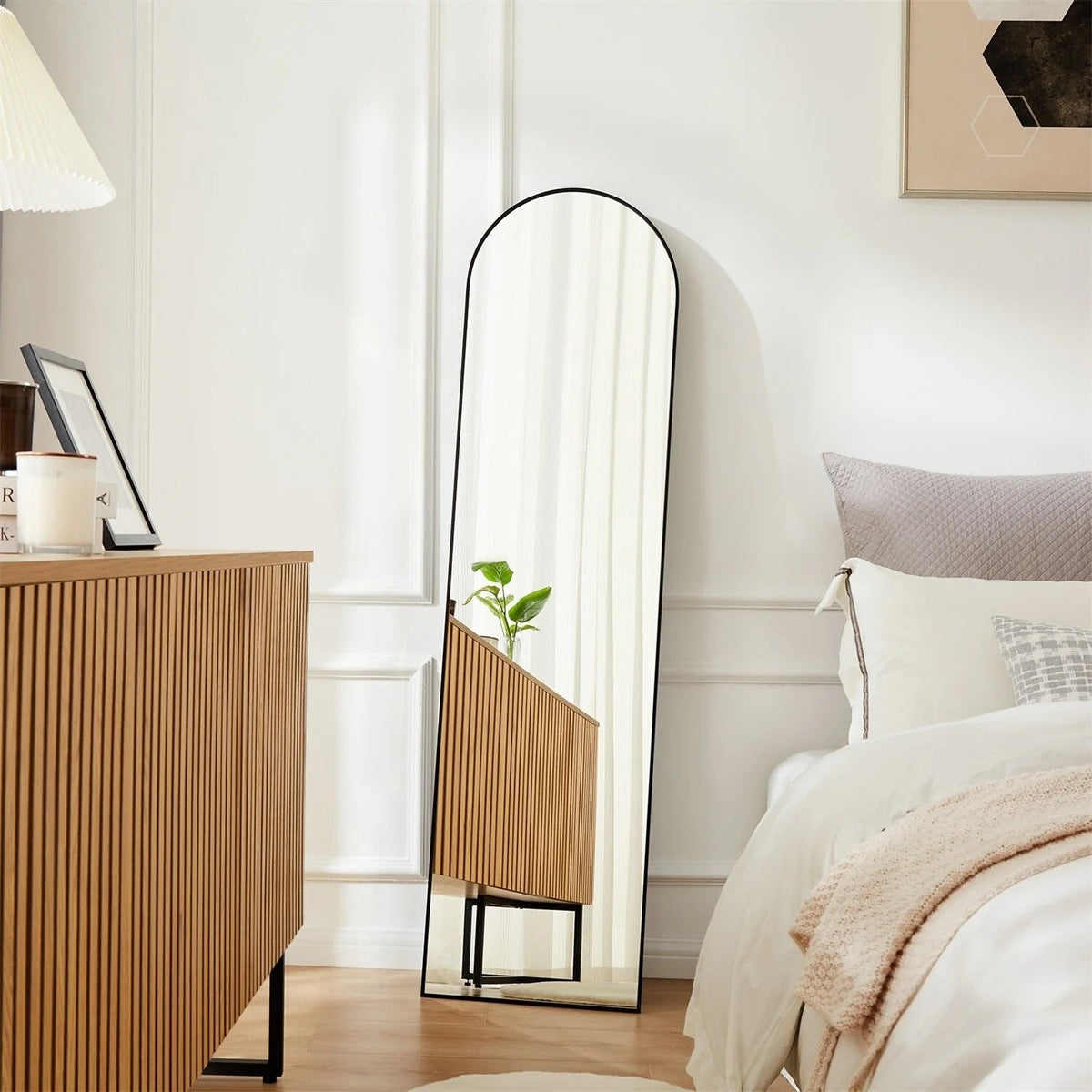 Full-Length Floor Mirror With Stand, Aluminum Alloy Frame - 71x30