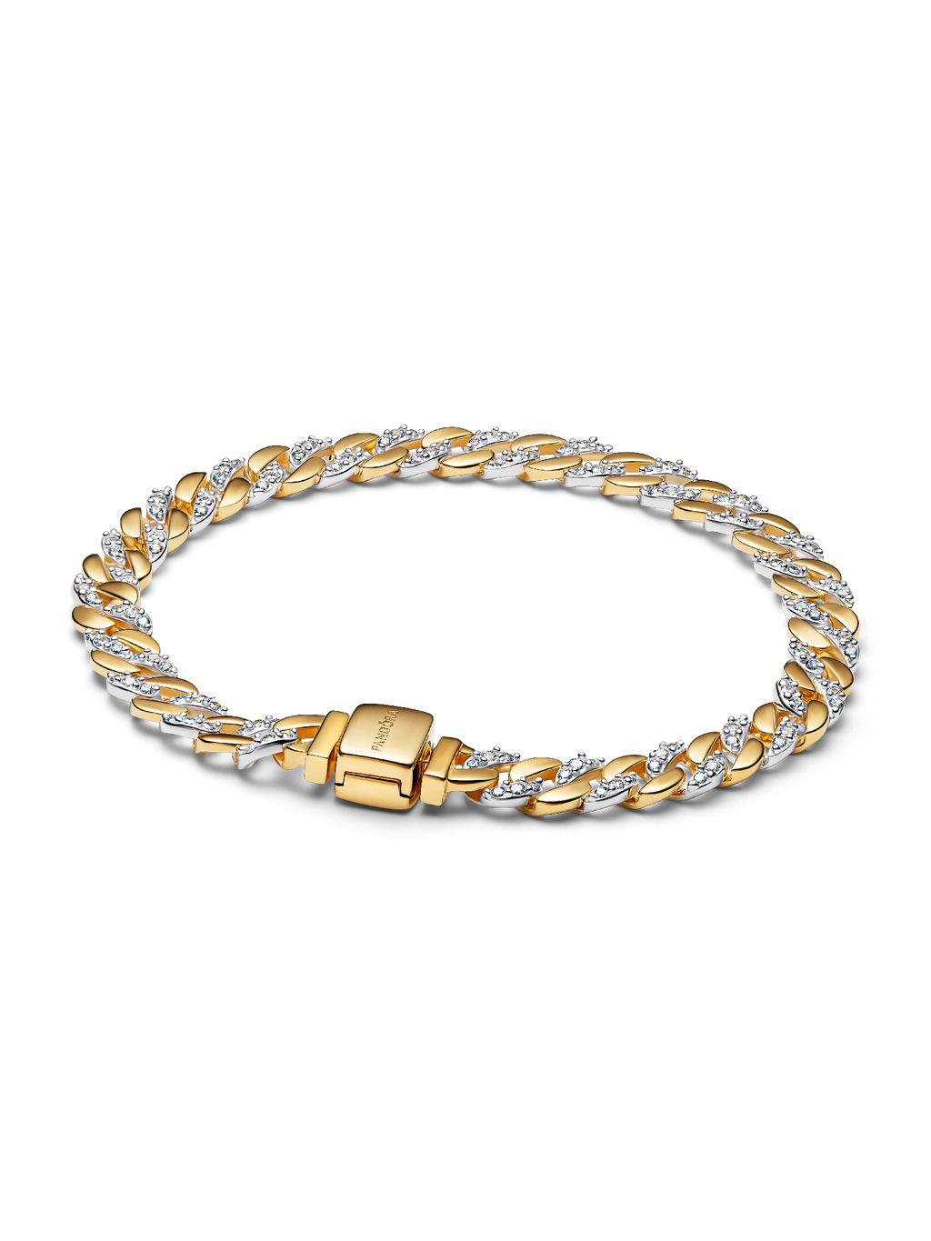 Two-tone Pavé Cuban Chain Bracelet