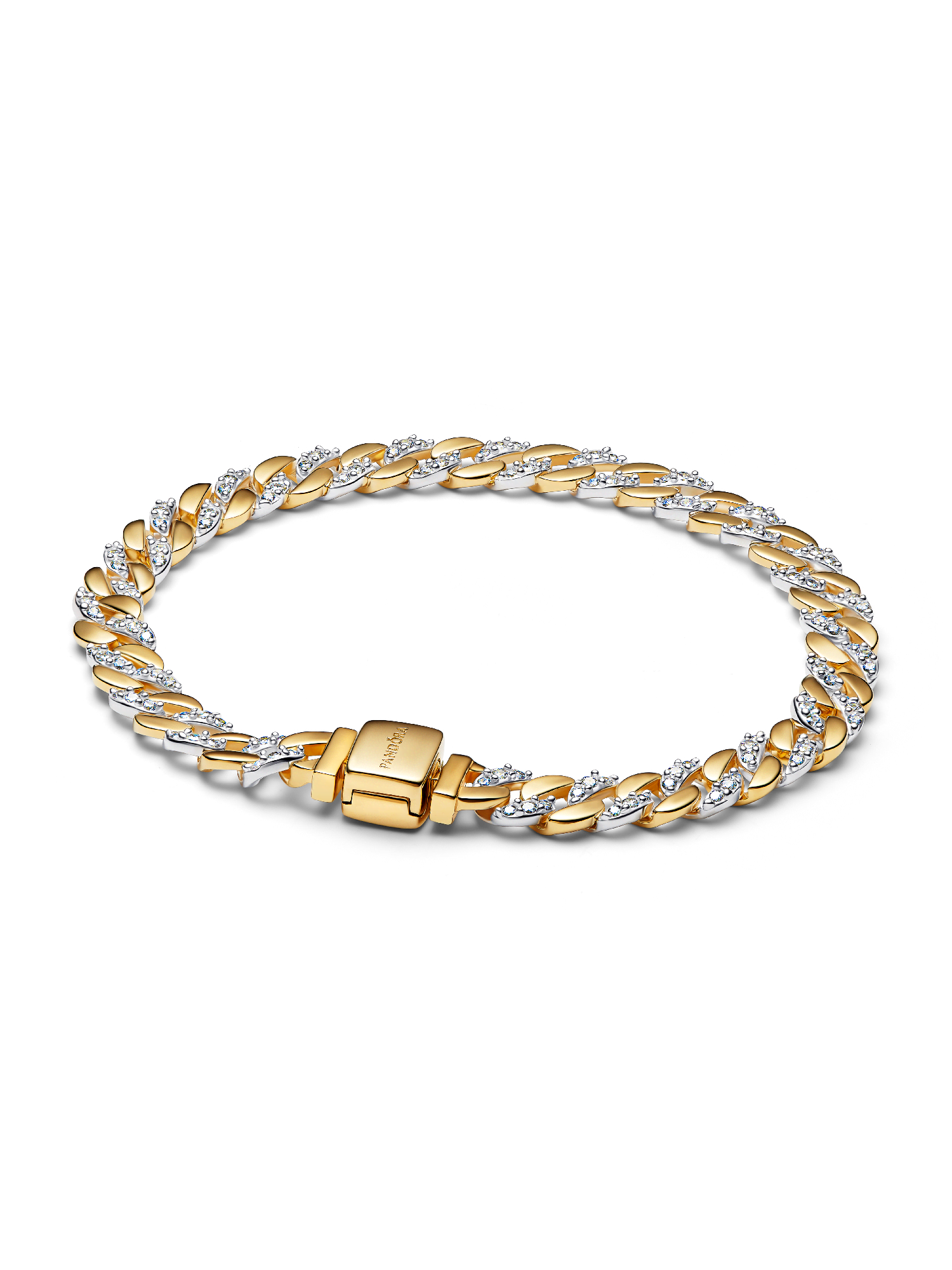 Two-tone Pavé Cuban Chain Bracelet