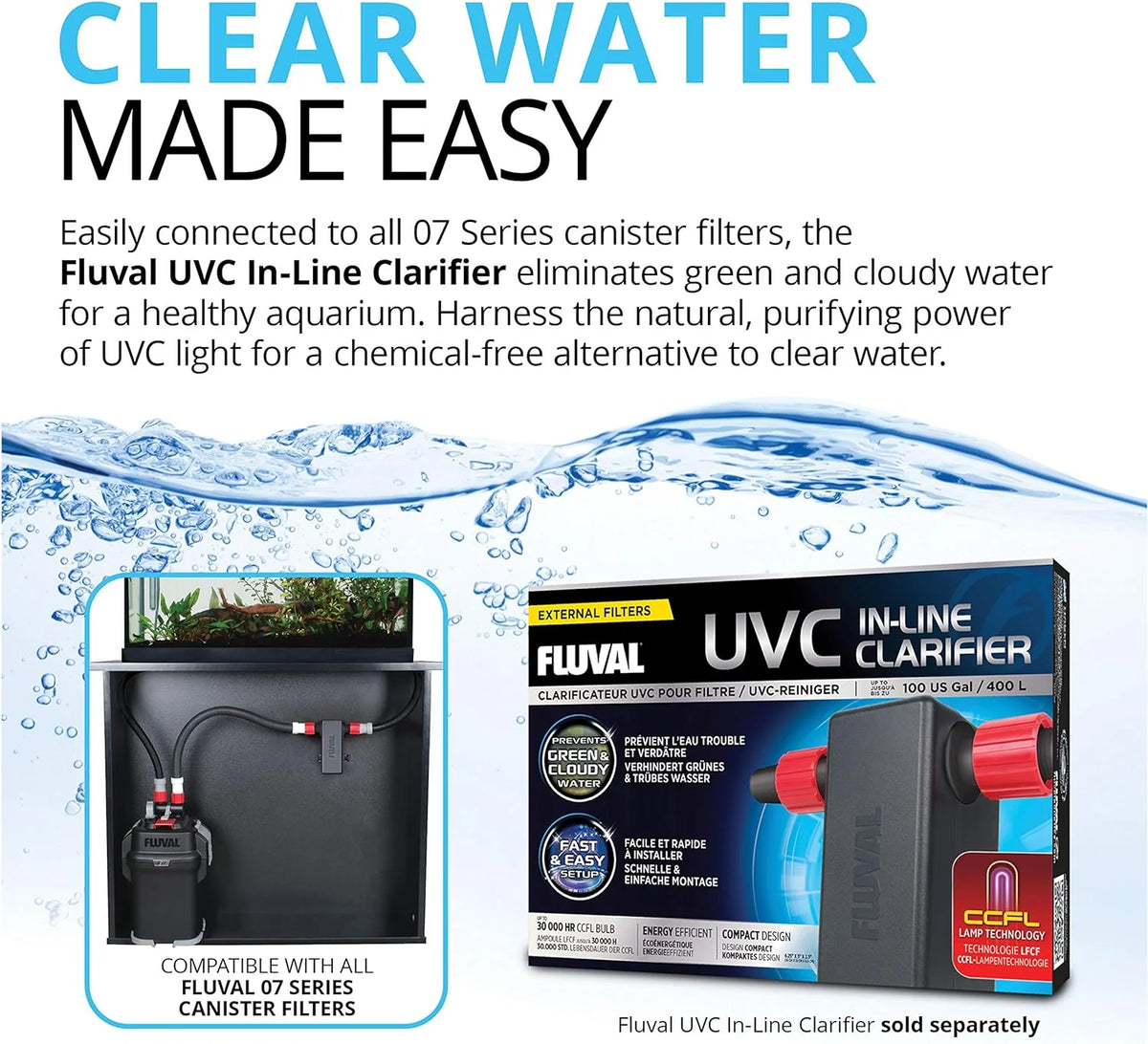 Fluval Aquarium Canister Filter, Black, Up To 100 Gallons - 407 A450