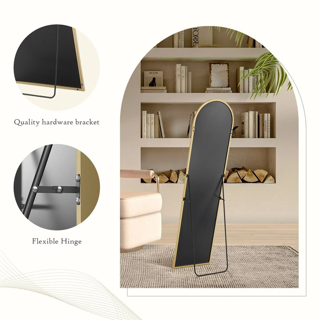 Full-Length Floor Mirror With Stand, Aluminum Alloy Frame - 71x30