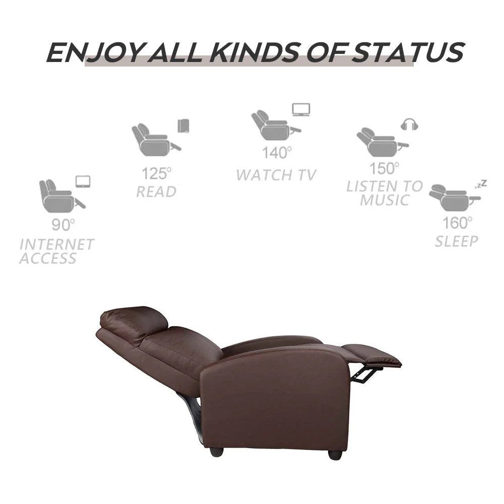 Massage Recliner Chair With PU Faux Leather Upholstery And Padded Seat