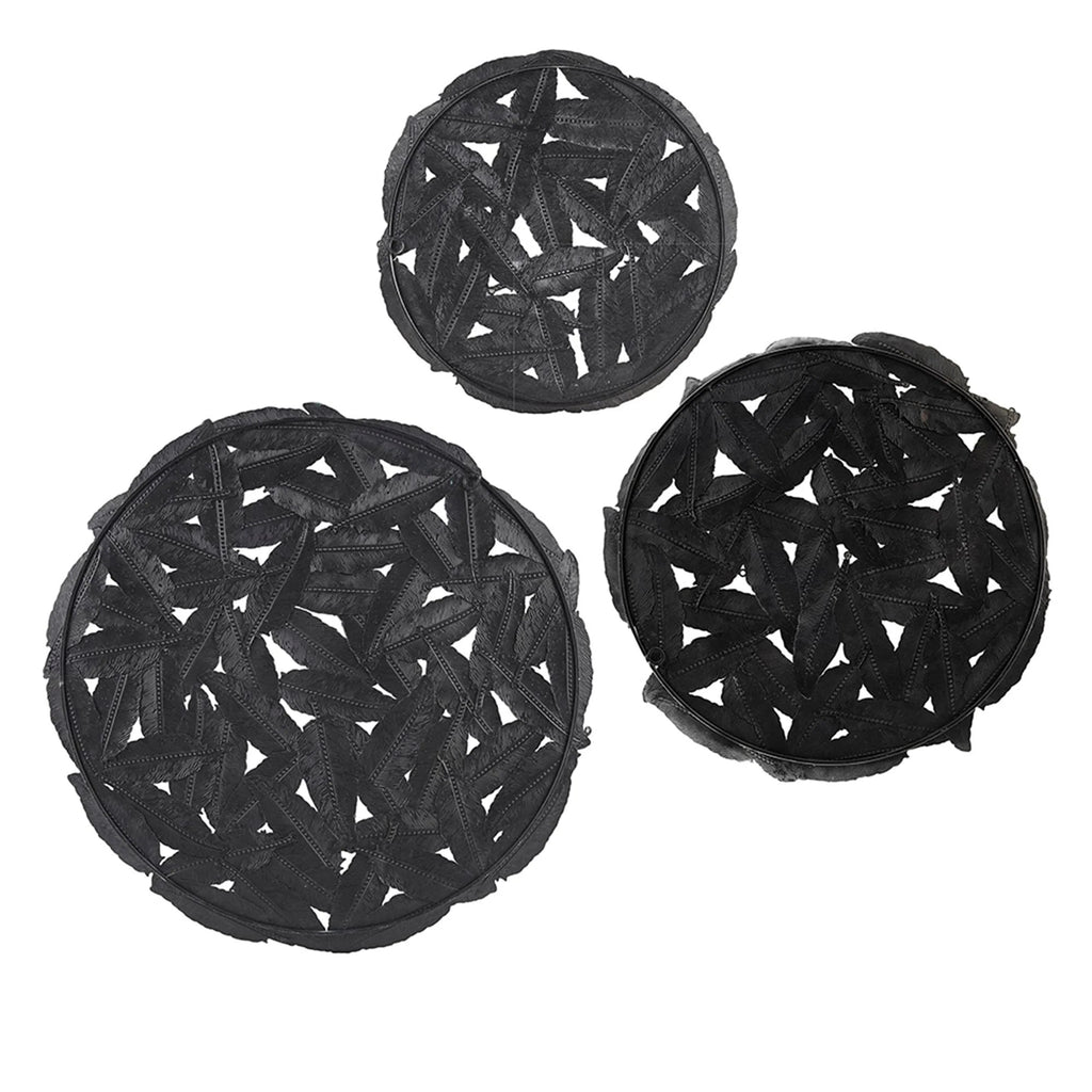 Textured Feather 3-Piece Metal Disc Wall Decor Set - 20in, 17.25in, 14.25in