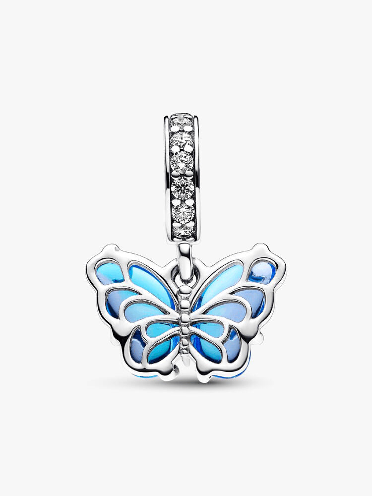 Blue Murano Glass Butterfly Dangle Charm