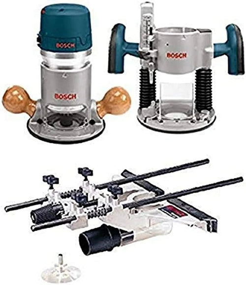12-Amp 2.25 HP Wood Router Combo Kit With Plunge Router, Fixed Base And Variable Speed