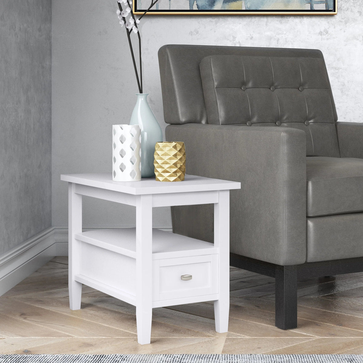 Solid Wood Narrow Side Table, 14 in Wide, 24 in D x 14 in W x 20 in H