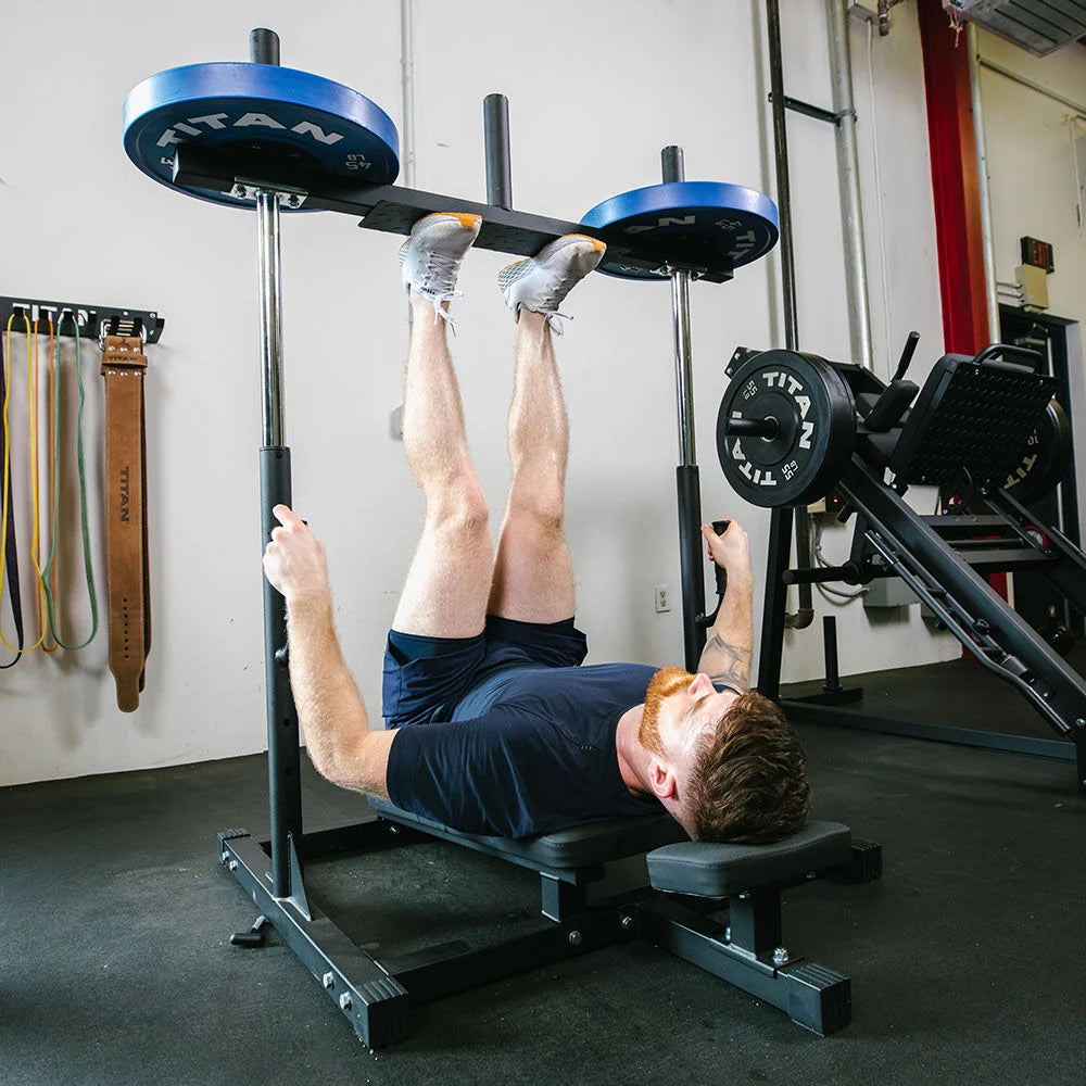 Titan Fitness Vertical Leg Press Machine, 400 LB Capacity, Diamond Footplate, Olympic Plate Compatible