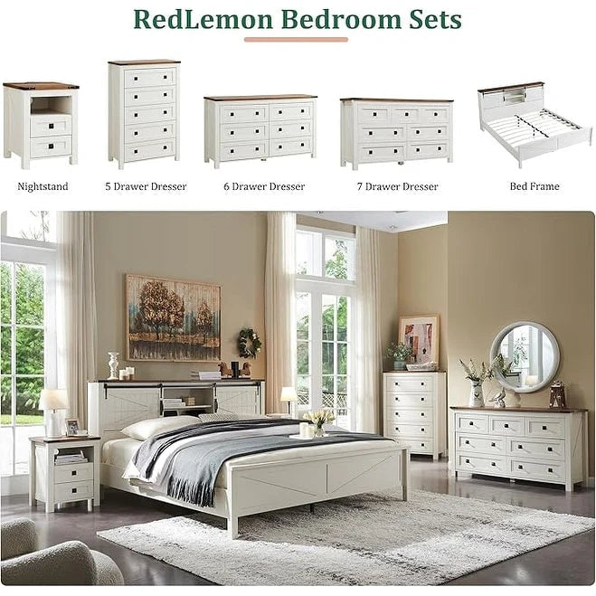 Farmhouse Engineered Wood 5-Drawer Dresser, 15.75in D x 31.25in W x 48in H