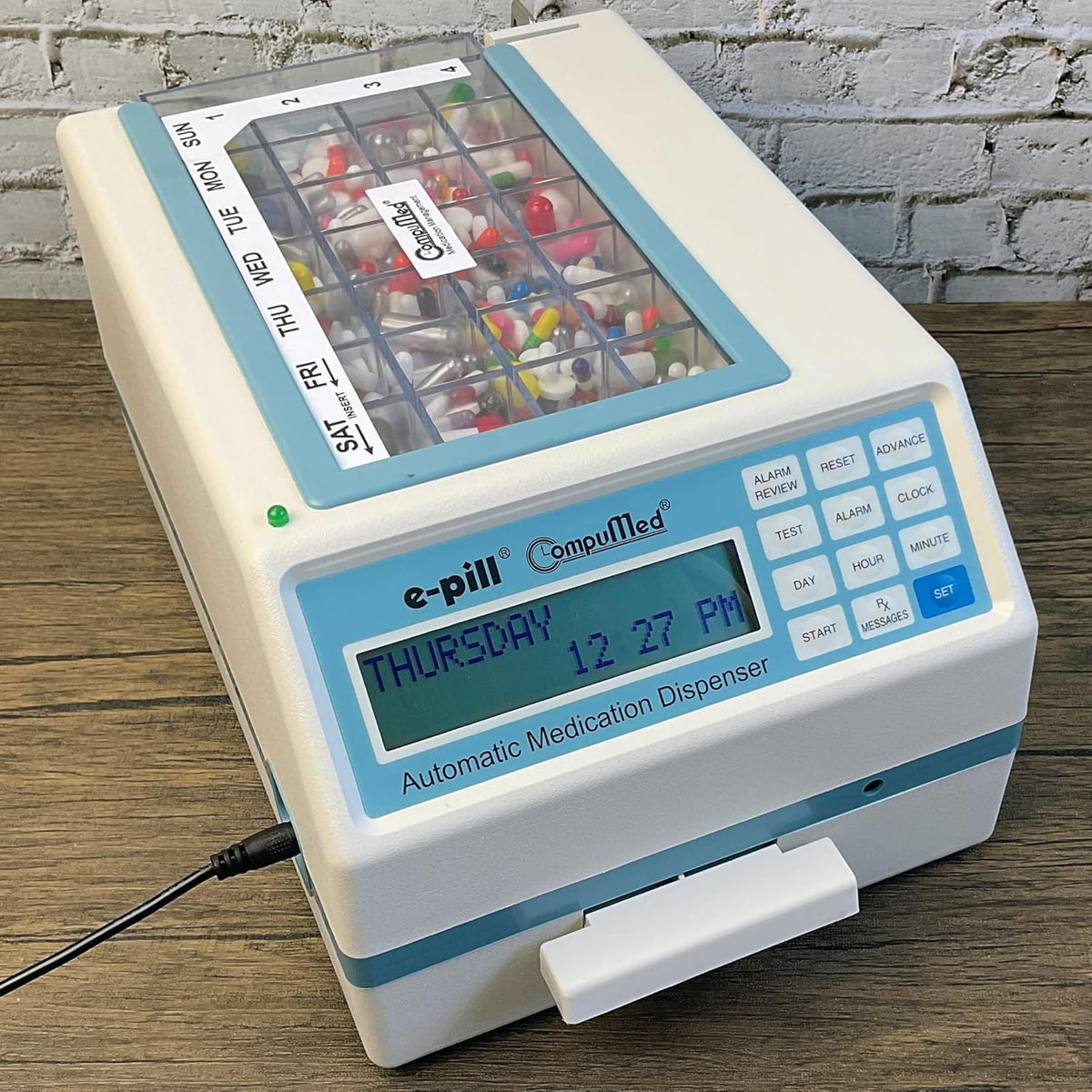 e-pill Automatic Pill Dispenser, Tamper Resistant, AC Powered, 7x4 Weekly Tray - CompuMed