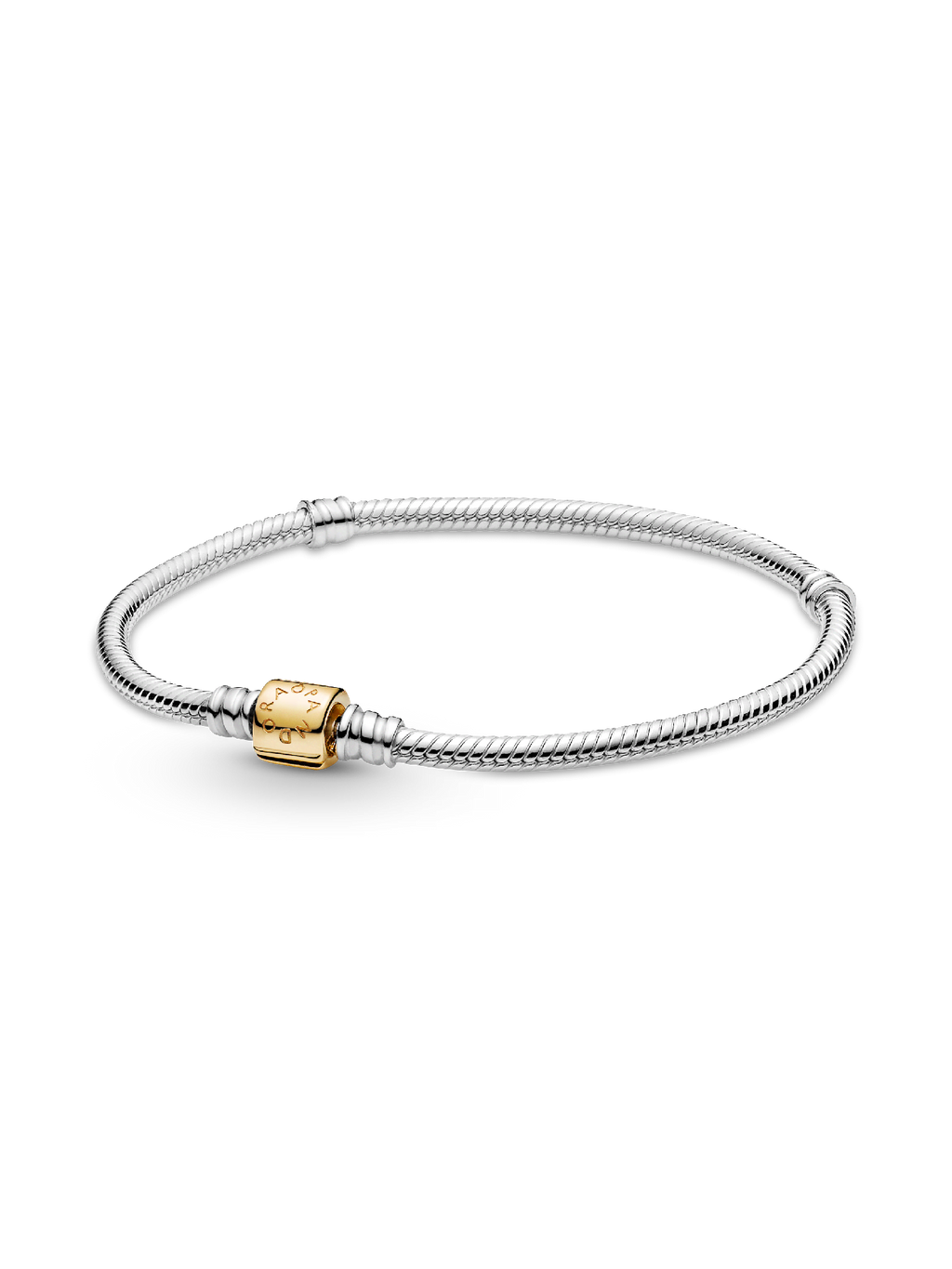 FINAL SALE - Pandora Moments Two-tone Barrel Clasp Snake Chain Bracelet