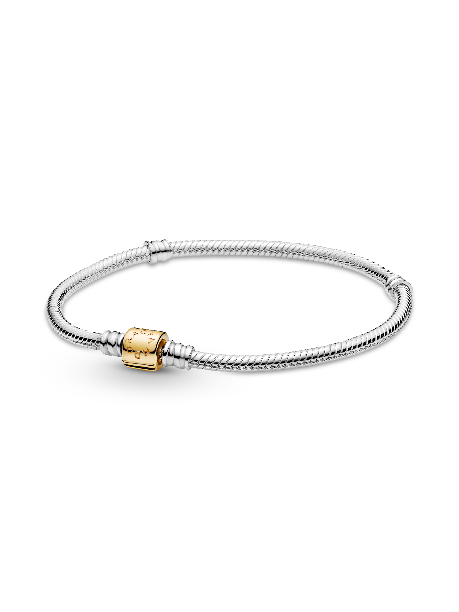 FINAL SALE - Pandora Moments Two-tone Barrel Clasp Snake Chain Bracelet