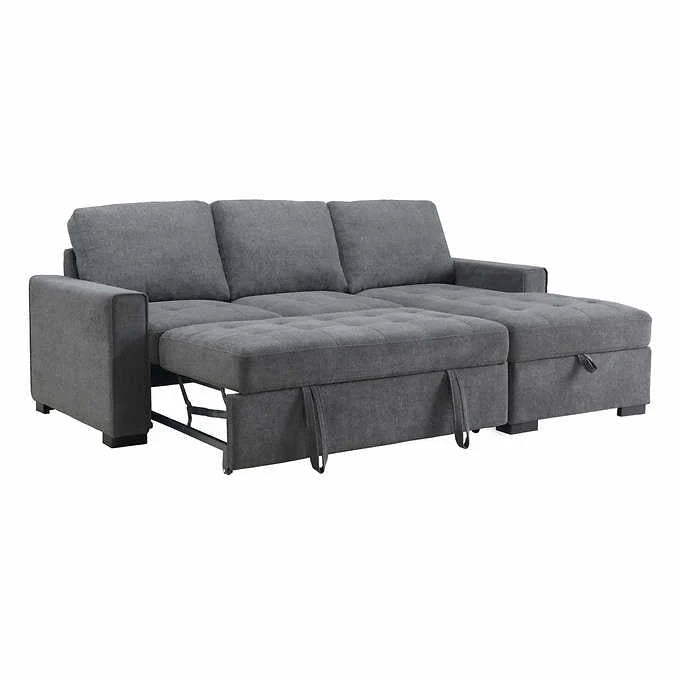Kendale Sleeper Sofa With Storage Chaise, Gray, 91.73in L x 64.56in W x 37.99in H - Kendale