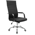 Ribbed High Back PU Leather Office Chair, 3.15-Inch Pad, 19.7 x 19.1 Inch Seat, 18.1 x 29.6 Inch Back, 16.7-19.9 Inch Height, 320 Lb
