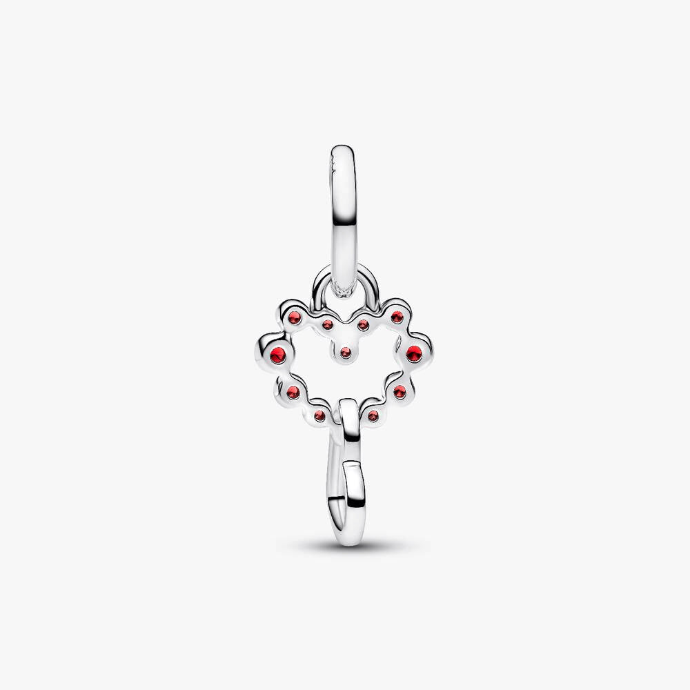 Connected Hearts & Red Stones Dangle Charm