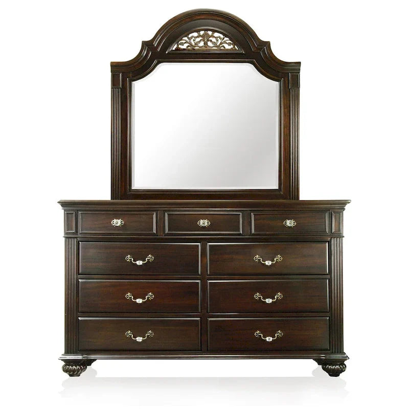 Vame Traditional 2-Piece 9-Drawer Dresser And Mirror Set By Furniture Of America