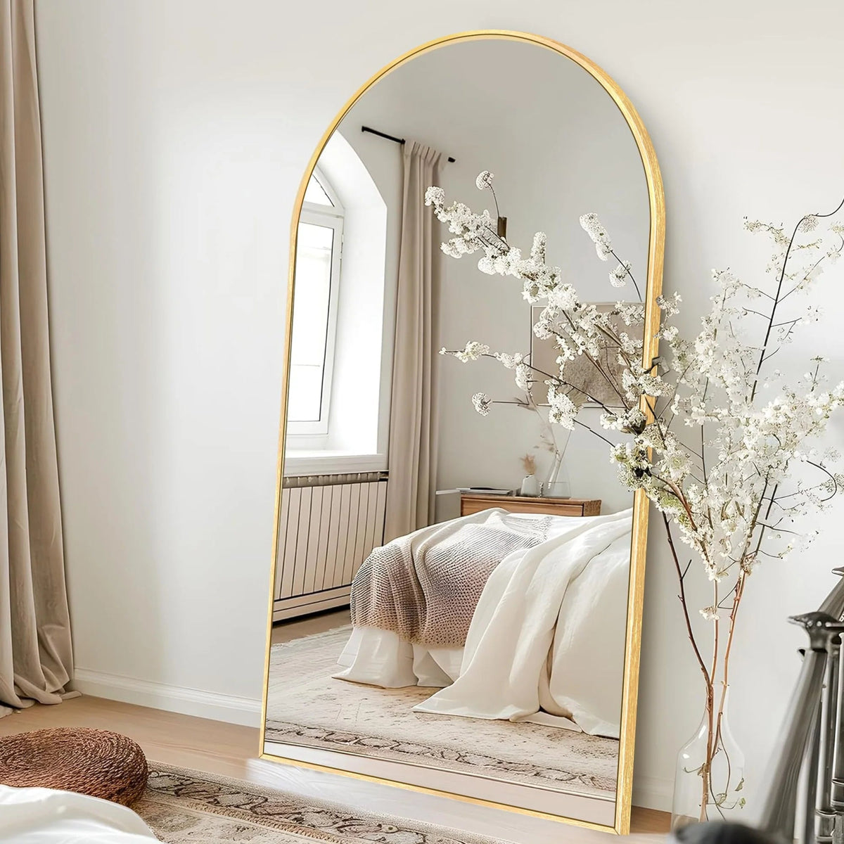 Arched Full Length Floor Mirror With Aluminum Alloy Frame - 65x22, 71x24, 71x28, 71x32