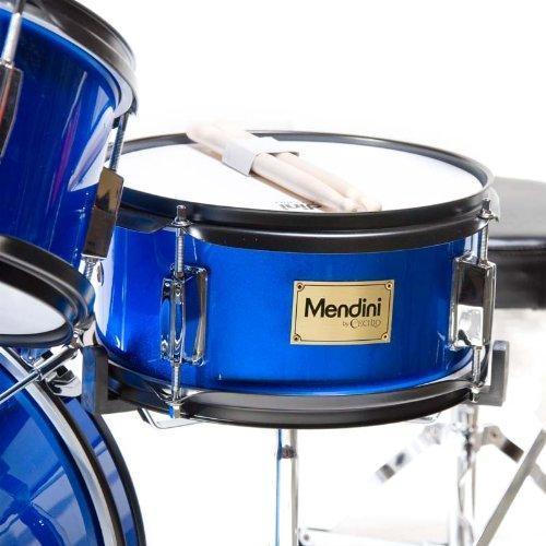 Kids' Junior Drum Set 16 Inch 5 Piece Blue Metallic With Throne, Cymbal, Pedal And Drumsticks - MJDS 5 BL