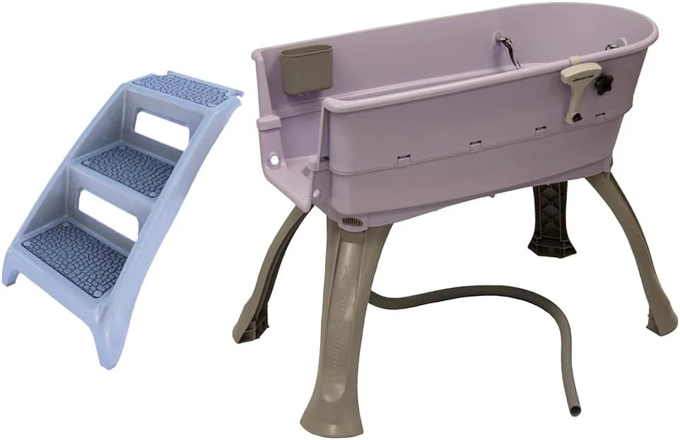 Booster Bath Large Elevated Pet Bathing Tub With Teal Steps Combo - 45 in x 21.25 in x 15 in