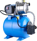 PANRANO 1.6 HP Shallow Well Jet Pump With Pressure Tank, 1268 GPH, Stainless Steel