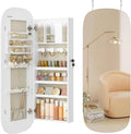 LED Wall-Mounted Jewelry Organizer Cabinet With Mirror - 3.9 in D x 16.5 in W x 42.5 in H
